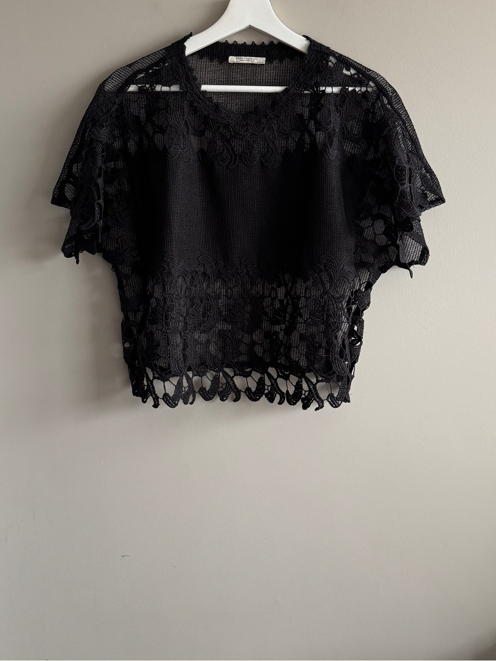 Zara Black Crochet Lace Crop Top